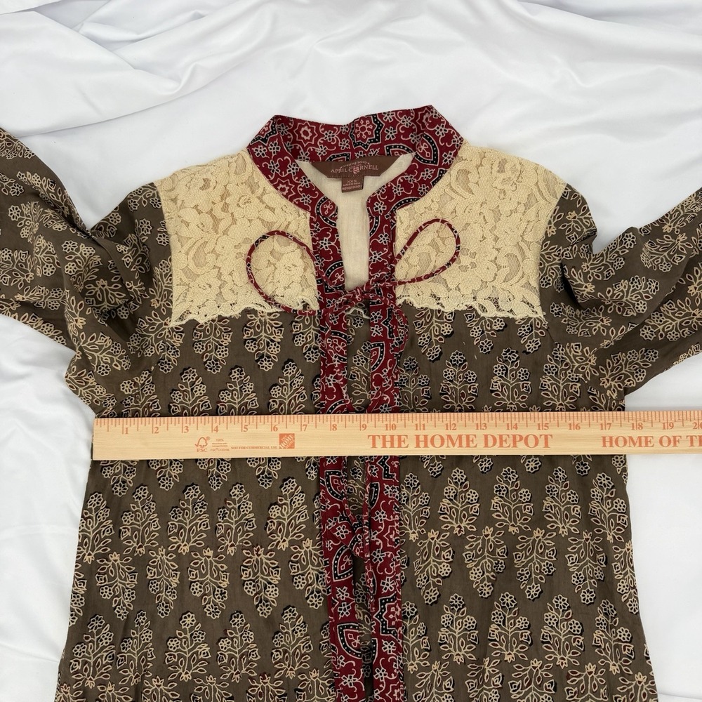 April Cornell XXS Cotton Lace Boho Tie Front Duster Peasant Cottagecore Cardigan - Picture 5 of 9